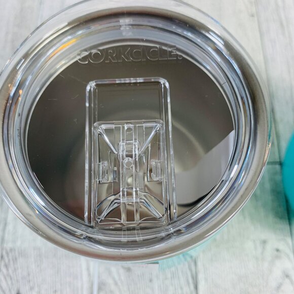 Corkcicle Stemless Wine Glass Tumbler 12 oz Cup Set of 2 Mug Tiffany Blue Lid - Picture 10 of 13